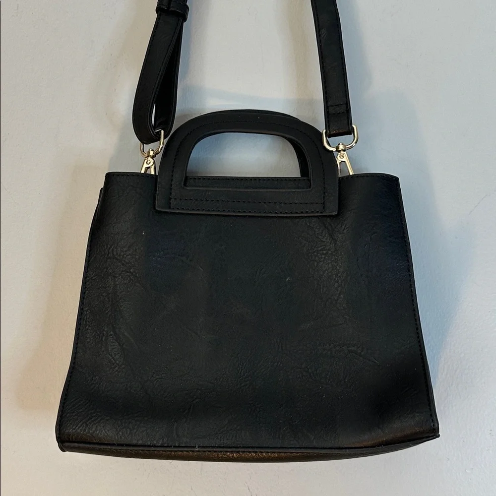 Black Small Handbag adjustable Crossbody strap faux leather